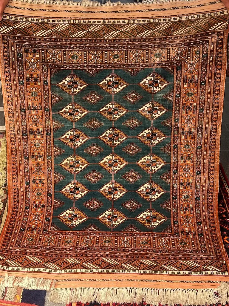 Boukhara soie 160 x 120 - Fond vert